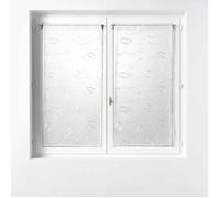 Douceur d'Intérieur, Paire de Voilage Droite Passe Tringle 2 x 60 x 160 cm Voile Sablé Brodé, Hoops Blanc