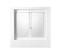 Douceur d'Intérieur, Paire de Voilage Droite Passe Tringle 2 x 60 x 90 cm Voile Sablé Brodé, Hoops Blanc