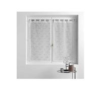 Douceur d'Intérieur, Paire de Voilages à Passants (2 x 60 x 120 Cm) Olympia Gris, Voile Sablé Brodé