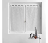 Douceur d'Intérieur, Paire Droite à Passants (2 x 60 x 160 cm) Olympia Blanc, Voile Sablé Brodé