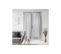 Douceur d'Intérieur – Voile Candide Gris, paire droite passe-tringle 2 x 70 x 200 cm, sablé