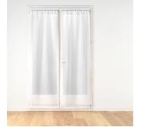 Douceur d'Intérieur, Paire Droite Passe-Tringle (2 x 70 x 240 cm) Poupette Blanc, Voile Sablé avec Top Pompons