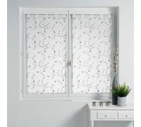Paire de Voilages "Petite Fleur" 60x120cm Blanc & Gris