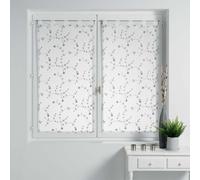 Douceur d'Intérieur – Paire voilages passants Petite Fleur – Voile sablé brodé 2x60x160cm Blanc/Gris