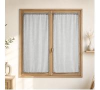 Home Maison - Voilage Paire en Maille avec Fils Lurex Argentés - Polyester - Transparent, Prêt à Poser - Effet Maille - Salon, Chambre, Cuisine - 60 x 135 cm - Argent