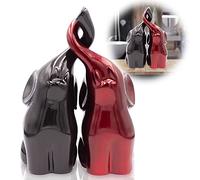 Paire d'éléphants Statues avec tronc vers le haut - Figurines de décor d'éléphant en pierre Poly - Statuette d'éléphant russe Suvenir pour bonne chance