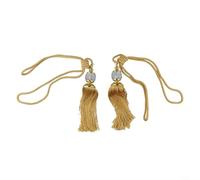 Paire d'embrasses de rideaux élégantes avec pompons doux et perles (jaune)