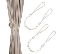 Paire d'embrasses de rideaux en acrylique avec perles Beige