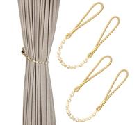 Paire d'embrasses de rideaux en acrylique avec perles décoratives (doré)