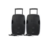 Paire d'enceinte active GEMINI AS-12TOGO Sono DJ sur batterie, 2x1500W, 12 Pouces, avec USB SD Bluetooth RADIO FM, microphones