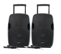 Paire d'enceinte active GEMINI AS-12TOGO Sono DJ sur batterie, 2x1500W, 12 Pouces, avec USB SD Bluetooth RADIO FM, microphones