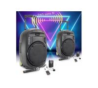 Paire d'enceinte Active Ibiza sound PORT15VHF-MKII-TWS, Portable Autonome 15" - 1600W USB/MP3/Bluetooth/Vox/ Couplage SANS FIL