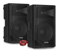 Paire d'enceinte passive Sono IBIZA XTK15-MKII 15"/38cm 2x600W - DJ Bass reflex 2 voies - Tweeter à compres. - câble 10M