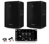 Paire d'enceinte Sono passive IBIZA DISCO10B TRAPEZOIDALE 10" 1000W BassReflex + Table de Mix + Câble PC
