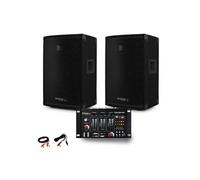 Paire d'enceinte Sono passive IBIZA DISCO10B TRAPEZOIDALE 10" 800W BassReflex + Table de Mix USB + Câble PC