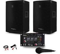 Paire d'enceinte Sono passive IBIZA DISCO10B TRAPEZOIDALE 10" 800W BassReflex + Table de Mix USB + MIC+ Câble PC