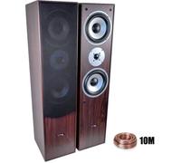 Enceintes colonnes Hifi Bass Reflex 2x500W L766-WA + 10 Mètres de câbles transparent