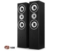 Paire d'enceintes Hifi/Home-Cinéma Noir 2x500W L766-BK + 10 Mètres de câbles transparent