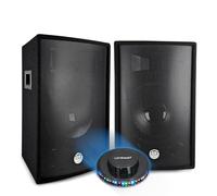 Paire d'enceintes Passives BM Bmsonic BMS12-2 x600W Peak, 1200W Max. -Sono Bass Reflex Trapézoïdal 2 Voies 12"/30cm, Lumière LED