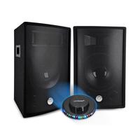 BM SONIC Paire d'enceintes passives BMS12-2 2×600W Peak 1200W Max Bass-Reflex trapézoïdal 12" LED