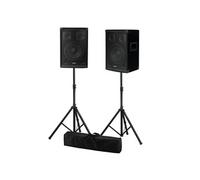 Paire d'enceintes passives IBIZA SOUND DISCO-08B - 2 x 300W - TRAPEZOIDALE 3 VOIES 20CM - Supports PIEDS 1M60 - Avec SAC