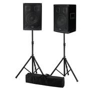 Paire d'enceintes passives IBIZA SOUND DISCO-08B - 2 x 300W - TRAPEZOIDALE 3 VOIES 20CM - Supports PIEDS 1M60 - Avec SAC