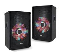 Paire d'enceintes passives Sono PA 10"/25cm 2x300W 3 Voies Boomer à LEDs XLED10