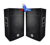 Paire d'enceintes Sono Bass Reflex Trapézoïdal à 3 voies 12"/30cm - 2 x 600W - BM Bmsonic BMS-12+Clé USB 32G
