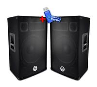 Paire d'enceintes Sono Bass Reflex Trapézoïdal à 3 voies 12"/30cm - 2 x 600W - BM Bmsonic BMS-12+Clé USB 32G
