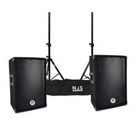 Paire d'enceintes Sono DJ BM SONIC BMS-08, Bass Reflex Trapézoïdal à 3 voies 8"/20cm - 2 x 300W - supports pieds et sacoche