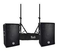 Paire d'enceintes Sono DJ BM SONIC BMS-08, Bass Reflex Trapézoïdal à 3 voies 8"/20cm - 2 x 300W - supports pieds et sacoche