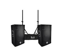 BM SONIC Paire d'enceintes DJ BMS-15 3 voies 15"/38 cm Bass Reflex 2x700W avec pieds et sacoche