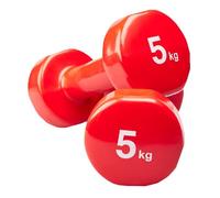 Paire d'haltères vinyle - Haltères de 5 kg - Petits haltères pour femme - Rouge