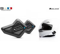 Paire d'intercom Midland BT Mini Double noir Interphone Moto pour 2 Casque