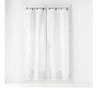 Douceur d'Intérieur, Paire Droit à Anneaux (2 x 70 x 200 cm) Linka Blanc, Voile Tissé