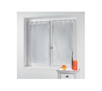 Douceur d'Intérieur, Paire de Voilages à Passants (2 x 45 x 90 Cm) Filiane Blanc, Voile Sablé