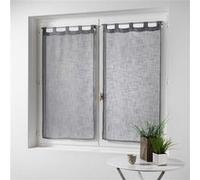 Voilage DOUCEUR D'INTERIEUR Paire droite passants 2 x 60 x 120 cm effet lin tisse haltona Gris