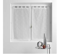 Paire droite passants 2 x 60 x 120 cm voile sablé brodé Olympia Blanc Douceur d'Intérieur Blanc