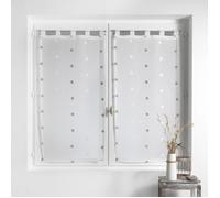Paire droite passants 2 x 60 x 160 cm voile sablé brodé Lorna Blanc