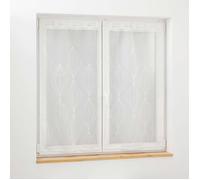 Douceur d'Intérieur, Paire Droite à Passants (2 x 60 x 90 cm) Galactee Blanc, Voile Sablé Brodé