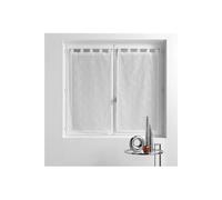 Douceur d'Intérieur, Paire Droite à Passants (2 x 60 x 90 cm) Olympia Blanc, Voile Sablé Brodé