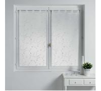 Paire droite passants 2 x 60 x 90 cm voile sable brode petite fleur Blanc/Blanc