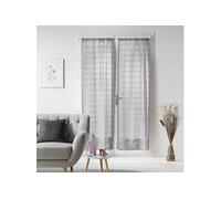 Douceur d'Intérieur – Voile Candide Gris, paire droite passe-tringle 2 x 70 x 200 cm, sablé