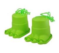 Paire echasses enfant pattes monstre dino vert - pots boites h 12 cm plastique - jeu equilibre marche - set jouet exterieur et carte Vert