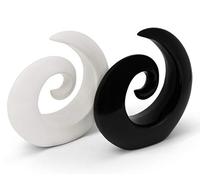 Paire élégante de Sculptures en céramique - décoration Moderne en Noir et Blanc - décoration de 16 cm de Haut chacune