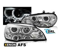 Paire feux phares BMW X5 E70 07-10 Xenon Angel Eyes Led DRL Chrome AFS - 32998918