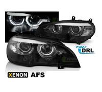 Paire feux phares BMW X5 E70 07-10 Xenon Angel Eyes Led DRL Noir AFS - 33005845