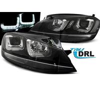 Paire Feux Phares Vw Golf 7 12-17 Daylight Led U-Type Drl Noir-Ligne Noir-27361969