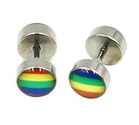 Paire Gay Pride Rainbow Fake Plug Tunnel Cheater Illusion Piercing Oreille Stud Boucle D'oreille Bijoux Convenient And Attractive