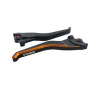 Paire Leviers Frein STAGE6 CNC Dual Couleur pour Yamaha Aerox/Nitro Noir Orange